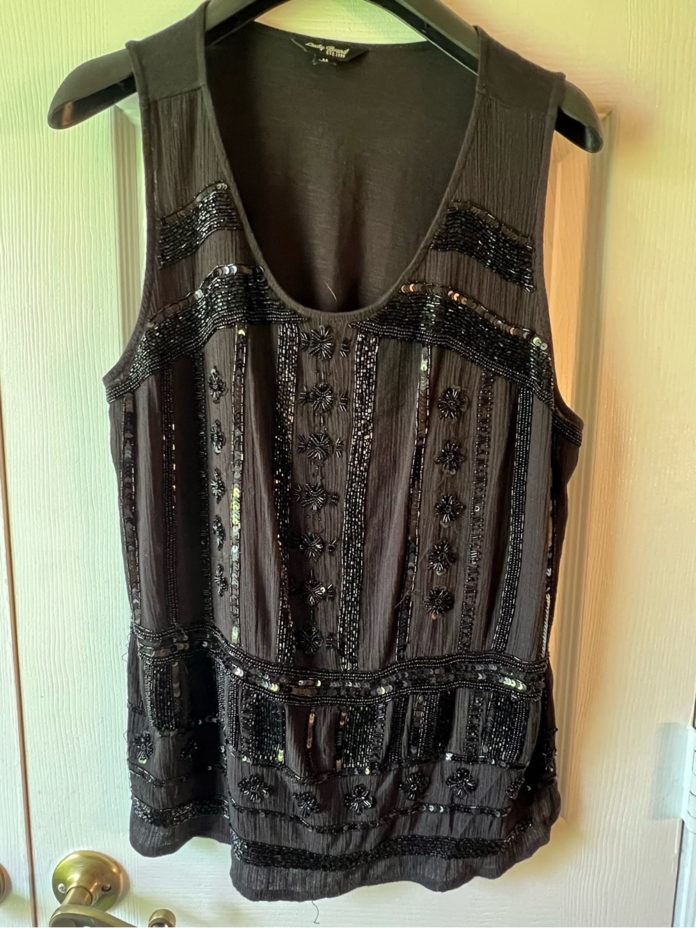 Lucky Brand Black Beaded Sleeveless Tank